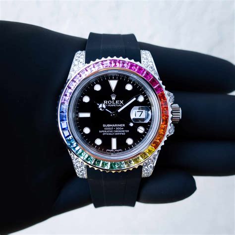 rolex rainbow submariner|rolex submariner red price.